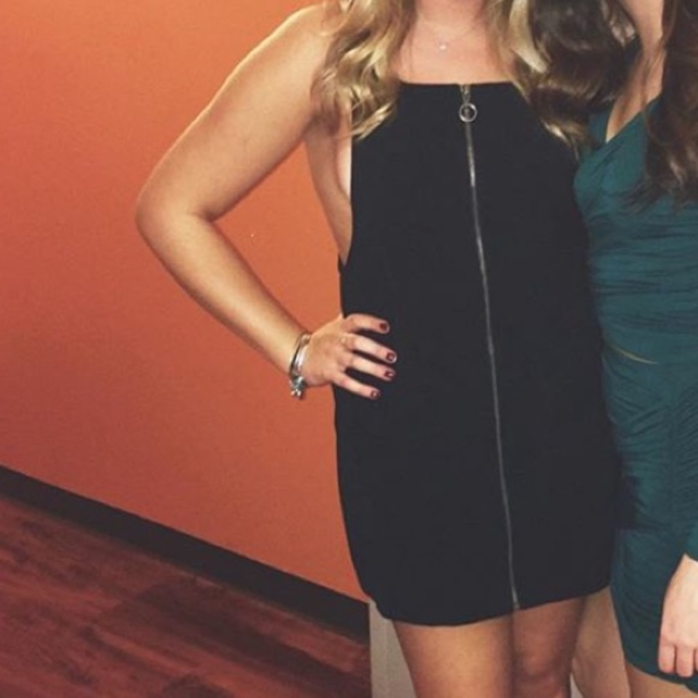 Black zipper mini dress